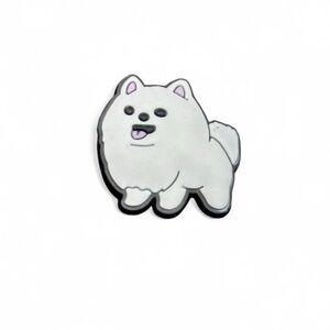 Smiling White Dog Shoe Charm | Clog Accessory
